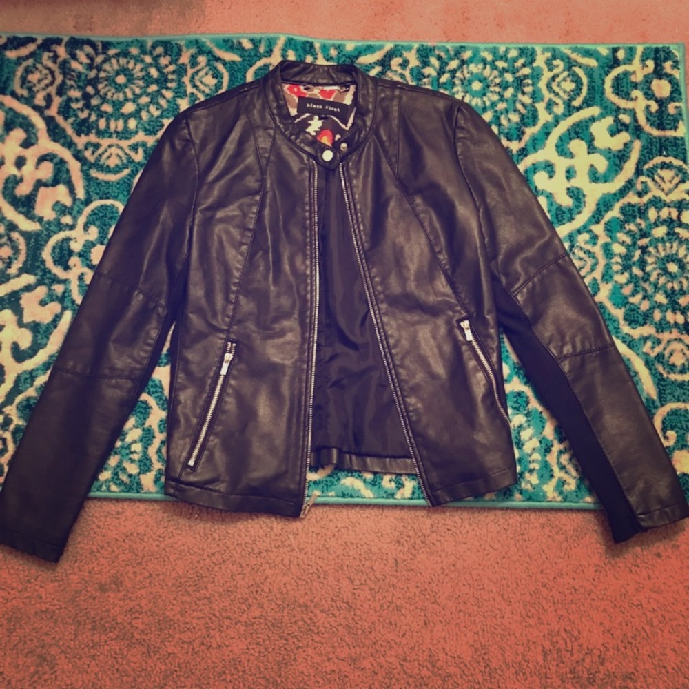 Black rivet faux leather jacket NWOT